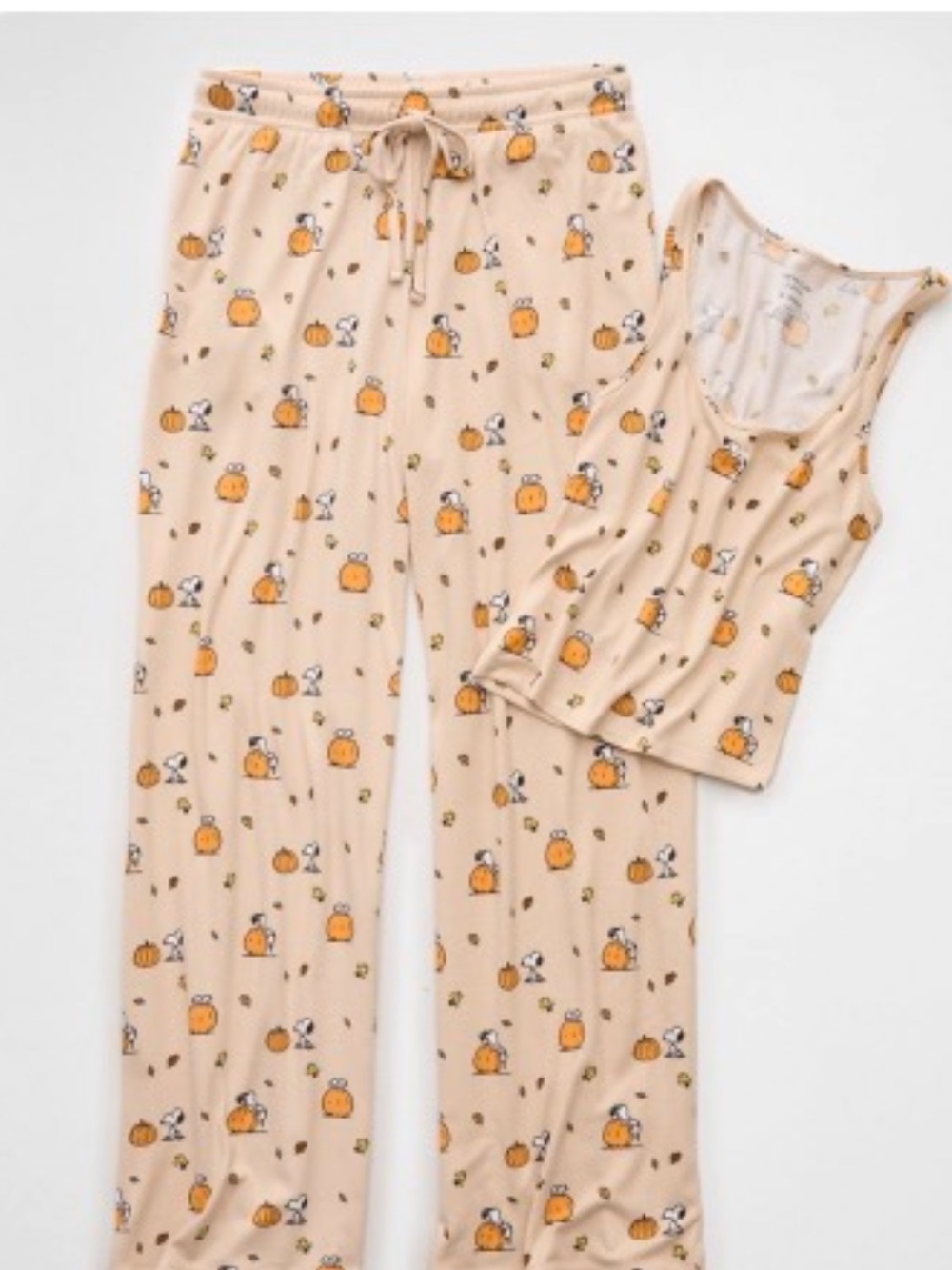 American Eagle Luxe Plush Snoopy Pumpkin Pajama Set size xl